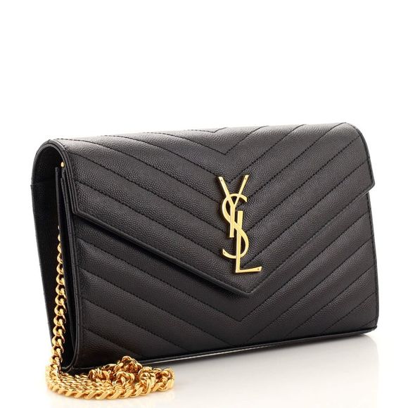 Saint Laurent Classic Monogram Wallet on Chain Matelasse Chevron Leather Medium - Picture 3 of 7